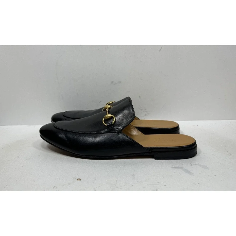Gucci Black Leather Princetown Mule Slides 426219 Men's Size 10.5 US Slip On